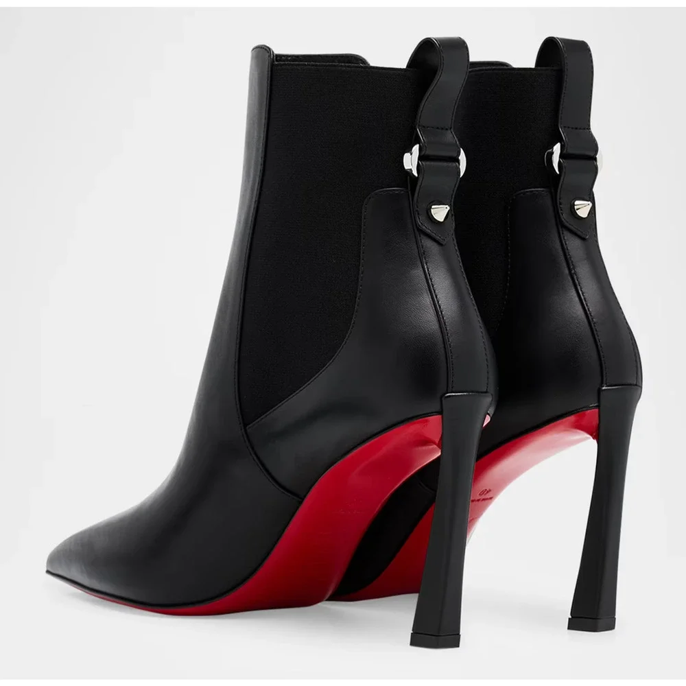 Christian Louboutin Condodo 85 Black Calf Leather Short Ankle Heel Boot 40.5